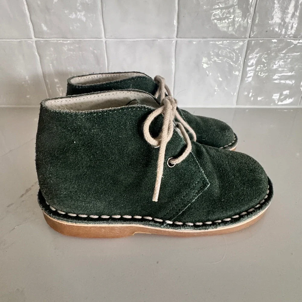 OTS Desert Boot Toddler Kid Size 25 Green Suede Lace Up Crepe Sole Spain Chukka